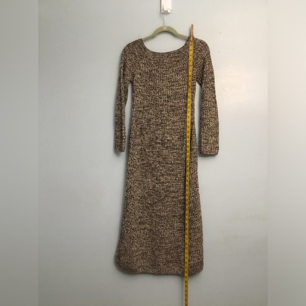 H&M Textured Tan Long Sleeve Dress - Picture 12 of 12